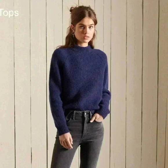 Superdry super lux ribbed crew alpaca and‎ wool blend womans 10 green thick - Picture 2 of 9